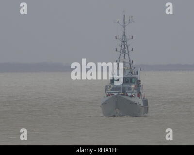 Sheerness, Kent, UK. 4 Février, 2019. Coupe-bordure active vigilance HMC ancré à Sheerness Kent en ce matin. HMC Vigilant est l'un des quatre 42 m (138 ft) cutters exploité par la UK Border Agency. Credit : James Bell/Alamy Live News Banque D'Images