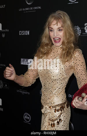 Paris, France. Feb, 2019 4. Arielle Dombasle assiste à la 14e cérémonie de remise des globes de cristal à la salle Wagram le 4 février 2019 à Paris, France. Credit : Bernard Menigault/Alamy Live News Banque D'Images