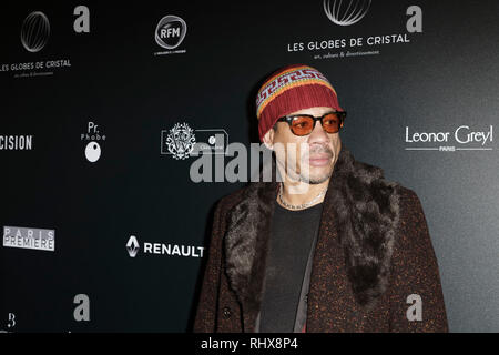 Paris, France. Feb, 2019 4. JoeyStarr assiste à la 14e cérémonie de remise des globes de cristal à la salle Wagram le 4 février 2019 à Paris, France. Credit : Bernard Menigault/Alamy Live News Banque D'Images