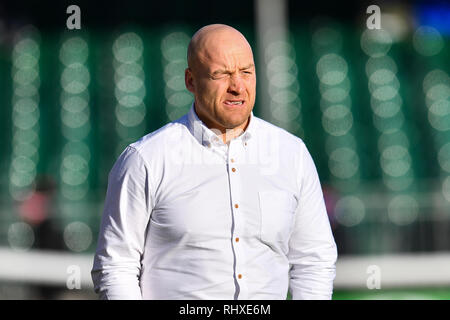 3 février 2019 , Terrain de sport Trailfinders, Londres, Angleterre ; Betfred Super League, ronde 1, London Broncos vs Wakefield Trinity ; l'entraîneur-chef Danny Ward of London Broncos Crédit : Craig Thomas/News Images Banque D'Images