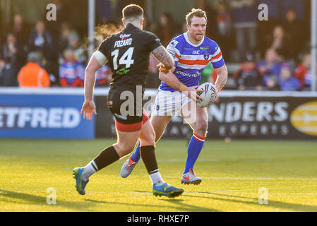 3 février 2019 , Terrain de sport Trailfinders, Londres, Angleterre ; Betfred Super League, ronde 1, London Broncos vs Wakefield Trinity ; Matty Ashurst (11) de Wakefield Trinity en action Crédit : Craig Thomas/News Images Banque D'Images