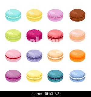 Macaron macaron gâteau ou Raster Illustration, biscuits de couleur, des couleurs pastel. Macarons isolé sur fond blanc Banque D'Images