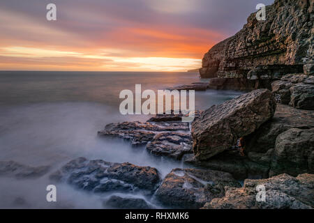 Dancing Ledge, Jurassic Coast, à l'île de Purbeck, Dorset, Angleterre, Royaume-Uni Banque D'Images