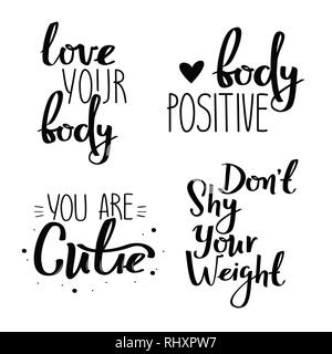 Vector collection black motivation calligraphique des phrases. Ensemble d'affiches manuscrites positive du corps. Illustration de Vecteur