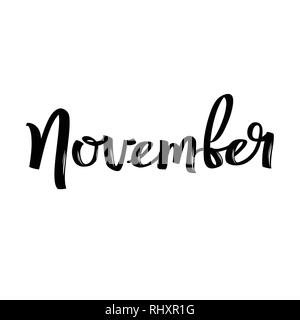 Calligraphie manuscrite word. Nom du mois de novembre Illustration de Vecteur