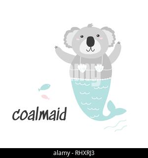 Personnage. Coala Cute illustration sirène Illustration de Vecteur
