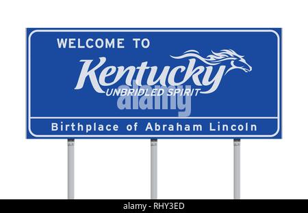 Vector illustration de la bienvenue à Kentucky blue road sign Illustration de Vecteur