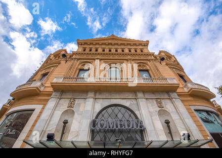 Barcelone, Espagne - Film comédie théâtre Palacio Marcet (Ciné comedia) ou Palau Marcet à Passeig de Gracia. Banque D'Images