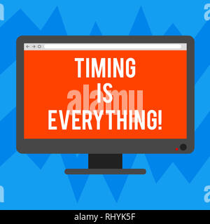 Signe texte montrant la synchronisation est tout. Photo conceptuelle lorsque le moment est venu, tout se mettra en place de bureau couleur moniteur ordinateur vierge Banque D'Images