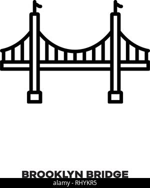 Pont de Brooklyn à New York City, États-Unis d'Amérique, l'icône de la ligne du vecteur. Landmark International Tourisme et symbole. Illustration de Vecteur