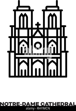 La Cathédrale Notre-Dame de Paris, France, l'icône de la ligne du vecteur. Landmark International Tourisme et symbole. Illustration de Vecteur