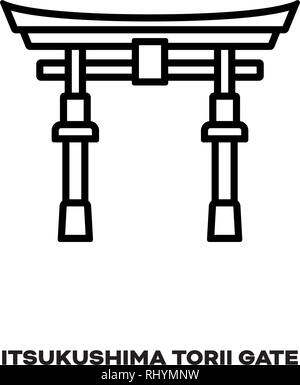 Torii du sanctuaire d'Itsukushima, Miyajima, Hiroshima, Japon, l'icône de la ligne du vecteur. Landmark International Tourisme et symbole. Illustration de Vecteur
