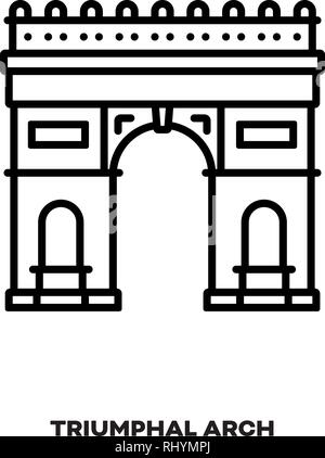 Arc de Triomphe à Paris, France, l'icône de la ligne du vecteur. Landmark International Tourisme et symbole. Illustration de Vecteur