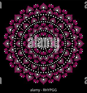 Vecteur Mandala dot painting design, modèle traditionnel des Autochtones en rose et blanc Illustration de Vecteur