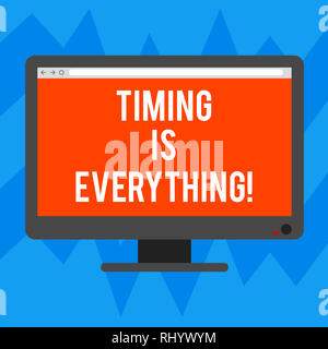 Signe texte montrant la synchronisation est tout. Photo conceptuelle lorsque le moment est venu, tout se mettra en place de bureau couleur moniteur ordinateur vierge Banque D'Images