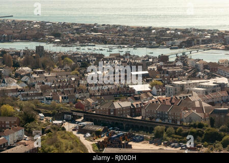 Vue aérienne de Shoreham, West Sussex, UK Banque D'Images