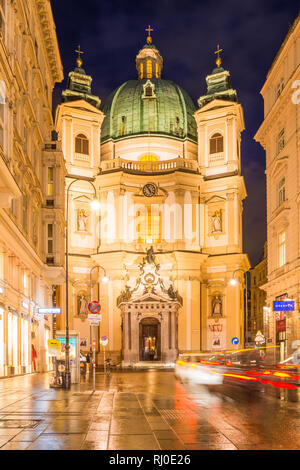 Peterskirche ('St Peter's Church) vu de la Graben, Innere Stadt ('Inner City'), Vienne, Autriche. Banque D'Images