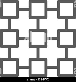 Blockchain système interconnecté de matrice, la technologie, l'icône de la ligne de chaîne de bloc. Illustration de Vecteur