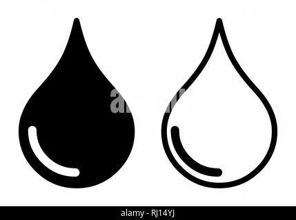 Les icônes en noir et blanc de gouttes Illustration de Vecteur