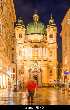 Peterskirche ('St Peter's Church) vu de la Graben, Innere Stadt ('Inner City'), Vienne, Autriche. Banque D'Images