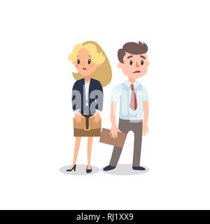 L'homme et de la femme présente un projet. Vector illustration avec des personnages de dessins animés. L'esprit d'équipe. Le leadership. La gestion. Illustration de Vecteur