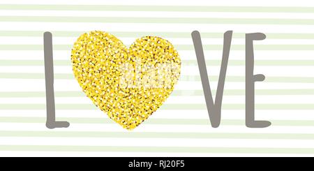 Des lettres d'amour avec golden glitter hearts - carte de souhaits Illustration de Vecteur