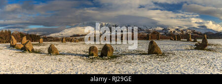 Cercle de pierres de Castlerigg dans la neige, Cumbria, Angleterre Banque D'Images