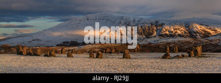 Cercle de pierres de Castlerigg dans la neige, Cumbria, Angleterre Banque D'Images