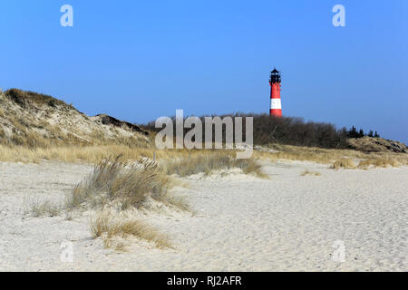 Phare et les dunes dans le sud de l'île de Sylt Banque D'Images