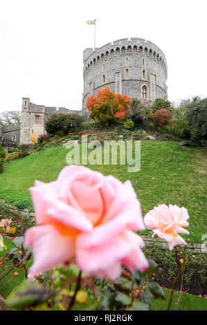 Tour ronde du château de Windsor, résidence royale à Windsor, Berkshire, Angleterre, Royaume-Uni. 25 octobre 2008 © Wojciech Strozyk / Alamy Stock Photo Banque D'Images