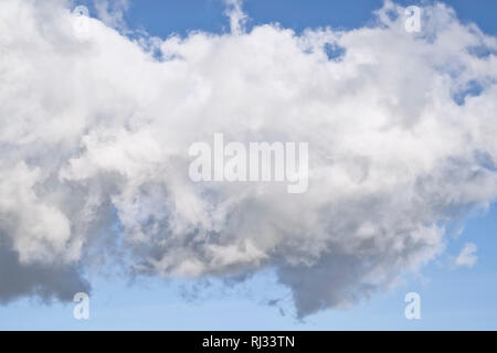 Cumulus déchiquetés d'épaisseur dans le ciel bleu Banque D'Images