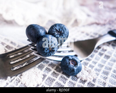 Les Bleuets quatre et deux fourches de dentelle rose pâle Banque D'Images