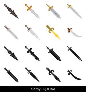 Poignée,magique,ancien,espagnol,privilégiez,verre,combat,decoration,couilles,guerrier viking,,scimitar,ailes,dragon,or,acier,militaires,conquérant,pirate,ruby,pierre,argent,parure,le meurtre,meubles,chevalier,jeu,Chinois,armure,forte,lame,épée,couteau,dague arme,sabre,,cité médiévale,set,icône,,illustration,collection,isolé,design,graphisme,élément vecteur vecteurs,signer , Illustration de Vecteur
