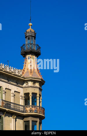 Architecture bâtiment détail lors de l'Eixample à Barcelone, Catalogne, Espagne Banque D'Images