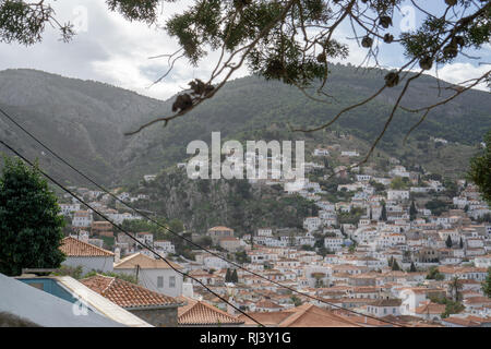 La vue du haut de l'île d'Hydra est inoubliable. Banque D'Images