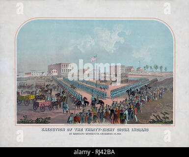 Exécution de la trente-huit Indiens Sioux à Mankato, Minnesota, 25 Décembre 1862 Banque D'Images