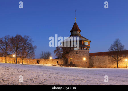 Dicker Turm im Winter, Esslinger Burg, ESSLINGEN AM NECKAR, Bade-Wurtemberg, Allemagne Banque D'Images