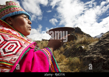 Bolivien, Cordillera Apolobamba, Kallawaya, Zeremonie, Décoration, Banque D'Images