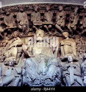 Portico de la Gloria, la cathédrale de Santiago, Banque D'Images