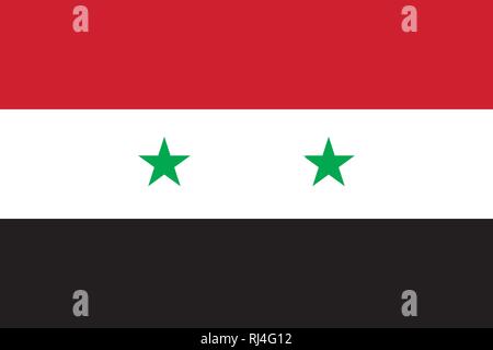 Image vectorielle de la Syrie Drapeau. Basé sur le drapeau syrien exact et dimensions (3:2) et couleurs (186C, Blanc, Noir et 354C) Illustration de Vecteur