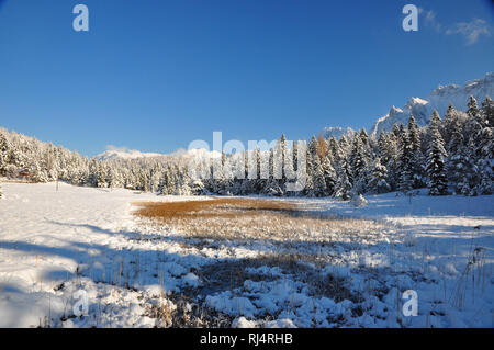 Deutschland, Bayern, Isartal, Mittenwald, Winterlandschaft, Lautersee Banque D'Images