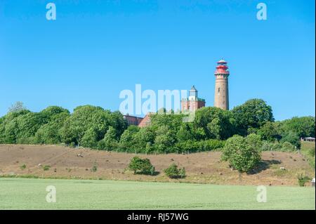 Paysage avec Schinkel la tour Phare, Le Cap Arkona, gager, Rügen, Mecklembourg-Poméranie-Occidentale, Allemagne Banque D'Images