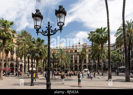 La Plaça Reial, Barri Gòtic, le quartier gothique, Barcelone, Catalogne, Espagne Banque D'Images