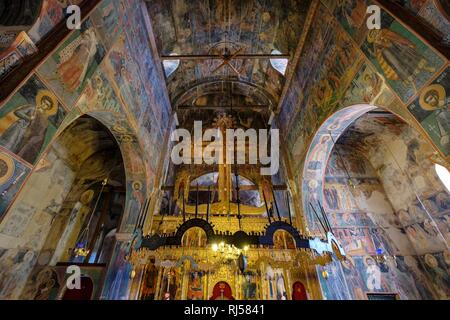 Fresques dans son église, le monastère orthodoxe serbe Piva, province Pluzine, Monténégro Banque D'Images