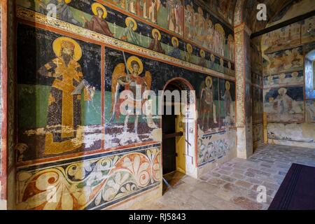 Fresques dans le vestibule de l'église, le monastère orthodoxe serbe Piva, province Pluzine, Monténégro Banque D'Images