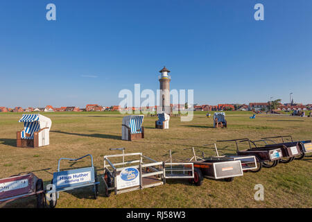 Leuchtturm Memmertfeuer auf der Insel Juist, Ostfriesische Insel, Banque D'Images