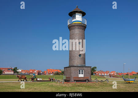 Leuchtturm Memmertfeuer auf der Insel Juist, Ostfriesische Insel, Banque D'Images