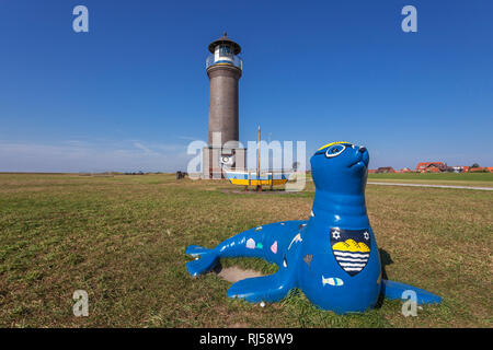 Leuchtturm Memmertfeuer auf der Insel Juist, Ostfriesische Insel, Banque D'Images