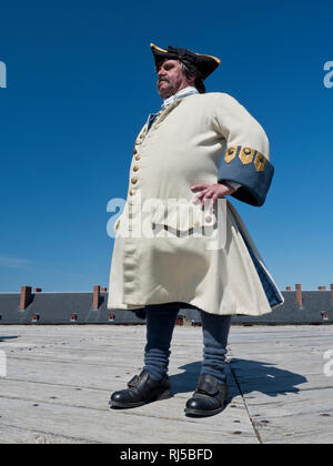 Soldat français, Forteresse de Louisbourg, île du Cap-Breton, Canada, Banque D'Images