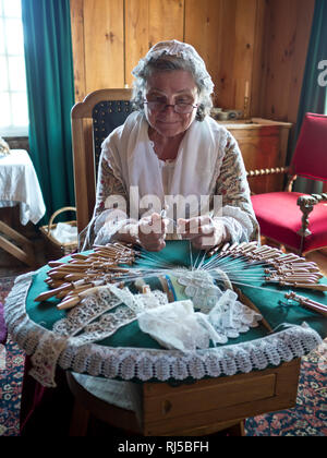 Dentellière, Forteresse de Louisbourg, île du Cap-Breton, Canada, Banque D'Images